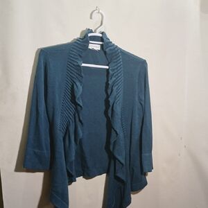 Soft Surroundings Woman's Dark Teal Cardigan Sweater Size Large